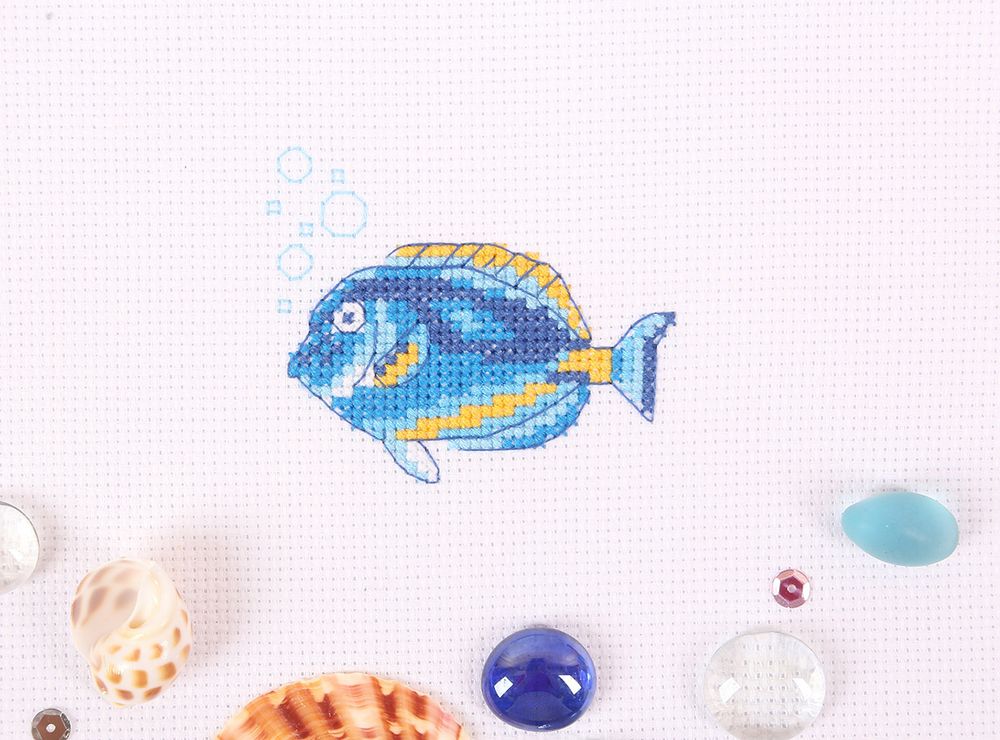 Набор для вышивания нитками Klart, Рыба-хирург, 10х8,5 см
