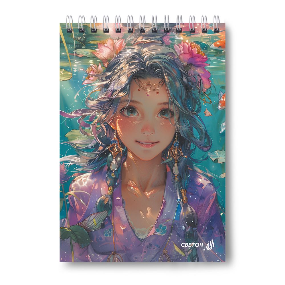 Блокнот на гребне, выборочный лак, A5 60 л., 4 шт, клетка, Нимфы 01256, Светоч Б131