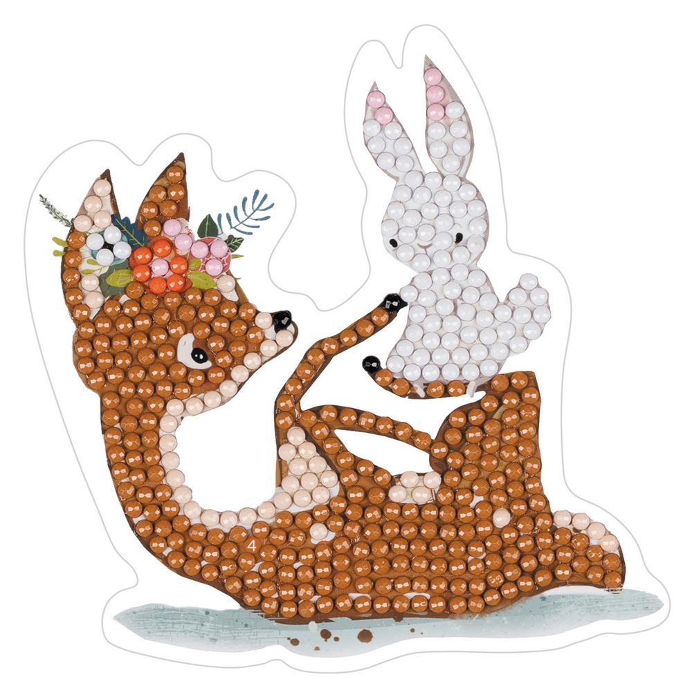 Алмазная (кристальная) мозаика Фрея, наклейки Оленята, 10х9 см