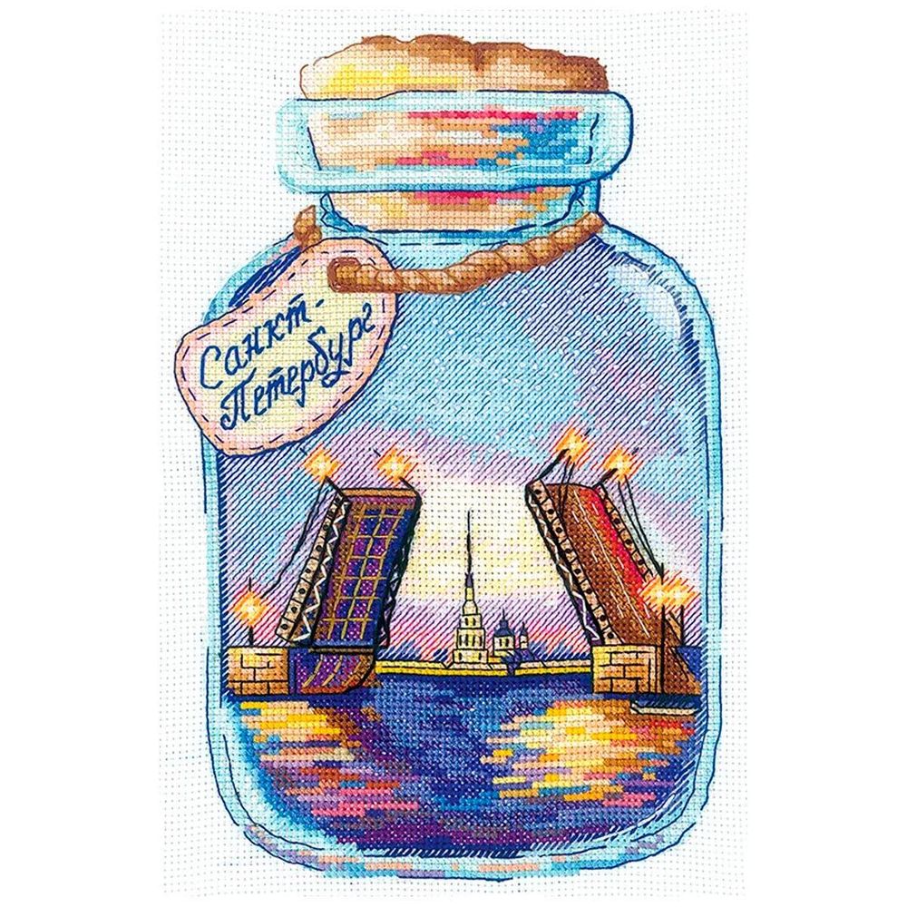 Набор для вышивания нитками Города в банках. Питер 13х20см, Г-08