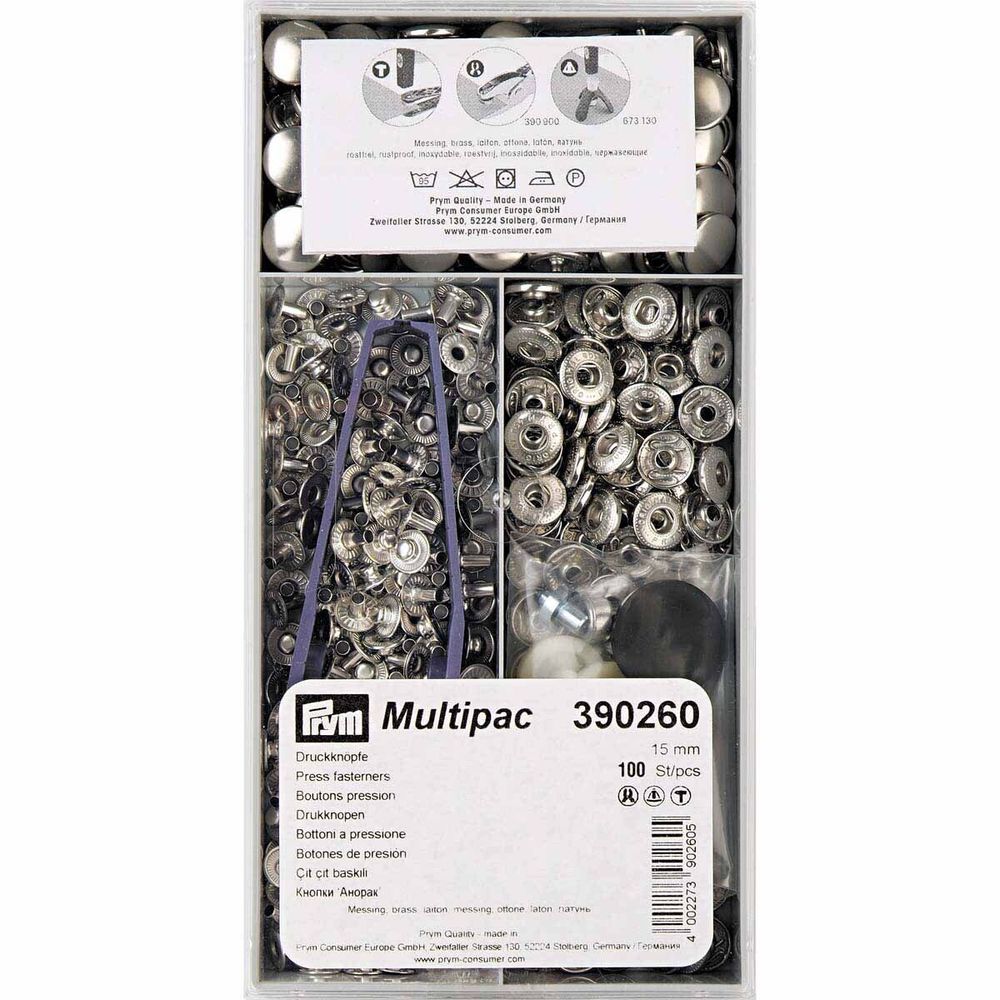 Кнопка Альфа (S-образная) ⌀15.0 мм, 100 шт, латунь, серебристый, Prym