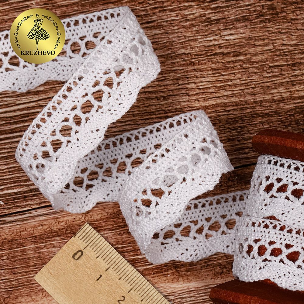 Кружево вязаное (тесьма) 20 мм, 1006 цв.01 белый, уп.182.8м, Kruzhevo