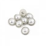 Пуговицы металлические на ножке 28L-18 мм, С-MP30 цв.серебро/перламутр, 10 шт