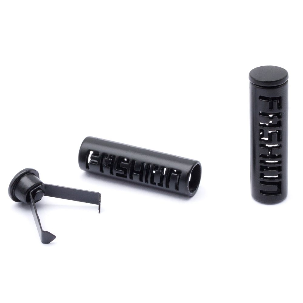 Наконечник для шнура металл лого Fashion 7х25 мм, черный матовый, 10 шт