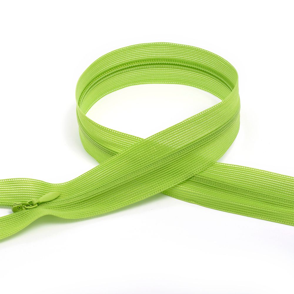 Молния потайная (скрытая) Т3 (3 мм) 1 зам., н/раз., 20 см, цв.F234 ярк.салатовый уп.50 шт
