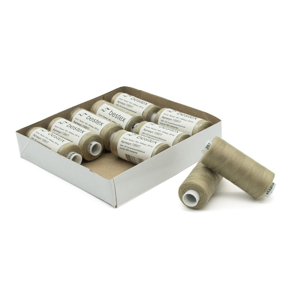Нитки швейные бытовые Bestex 40/2, 365 м (400 ярд) / 10 кат., 257 античный бежевый
