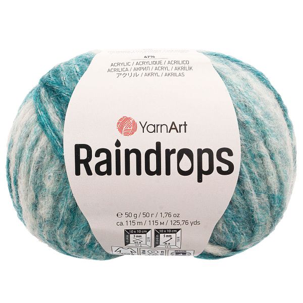 Пряжа YarnArt (ЯрнАрт) Raindrops / уп.10 мот. по 50 г, 115 м, 2901 серо-бирюзовый меланж
