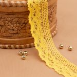 Кружево вязаное (тесьма) 33 мм / 5 метров, CL-091, JD013 желтый