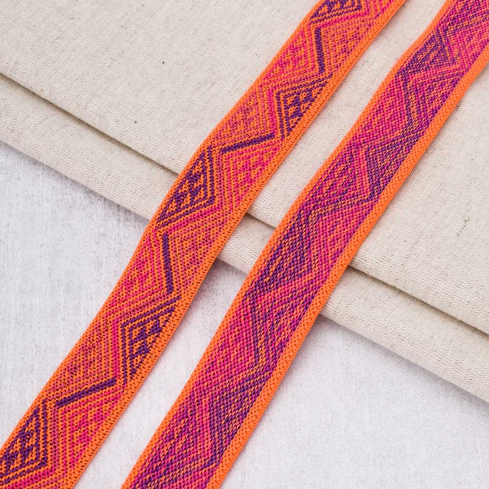 Резинка для подтяжек (помочная) 25.0 мм, / 20 метров, 402 оранжево-я. розовый-фиолет.