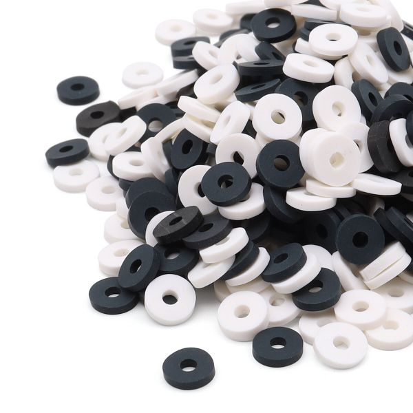 Бусины полимерная глина ⌀6 мм, плоские, 20г, Astra&Craft (B13 черно-белый микс)