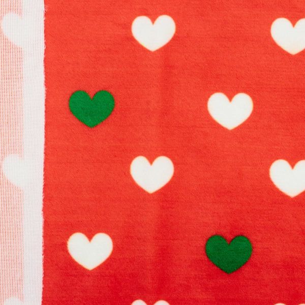 Мех коротковорсовый 1,5мм с принтом сердечки, 47*47см (±2см), 100% п/э (красный/белый/зеленый) 29492