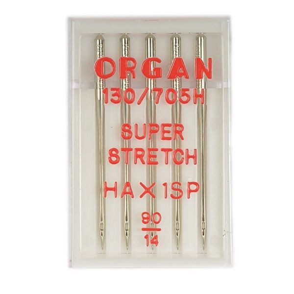 Иглы для швейных машин супер стрейч 130/705 H, №90, 5 игл, ORGAN