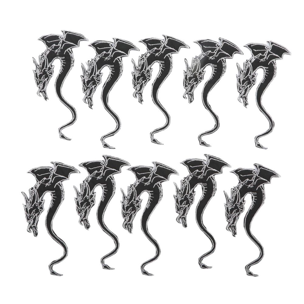 Термоаппликация Дракон, черно-белый, 67х120мм (10 шт), 912