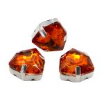 Хрустальные стразы в цапах треугольные (серебро) ярко-рыжий 12мм, 3 штук Astra&Craft, ТЦ002НН12
