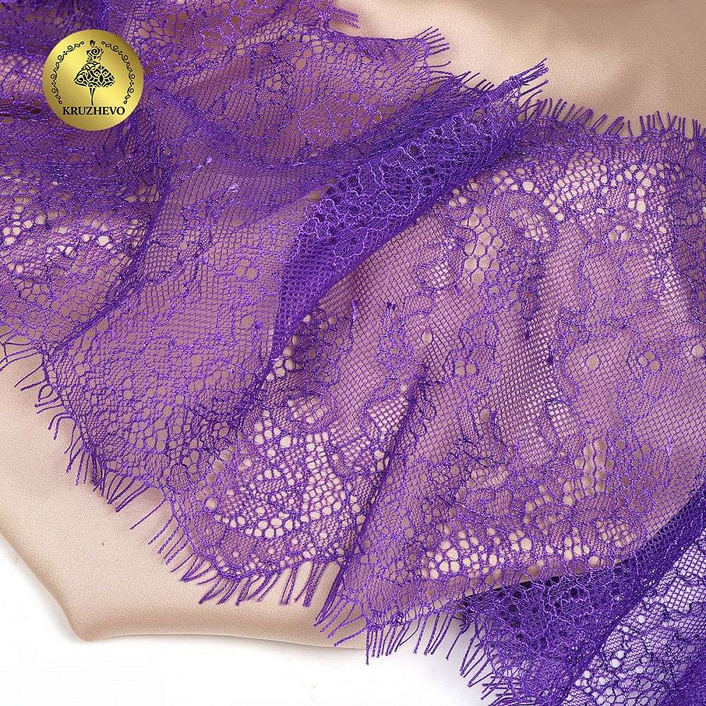 Кружево шантильи (реснички) 170 мм, A88 цв.A0507 сиреневый неон, 3 метра, Kruzhevo