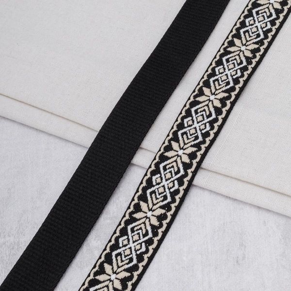 Стропа (ременная лента) 38 мм / 45.72 метра, [34.05 г/пог.м], с принтом 1-сторонняя, T0735 бежевый/черный, 3Al359