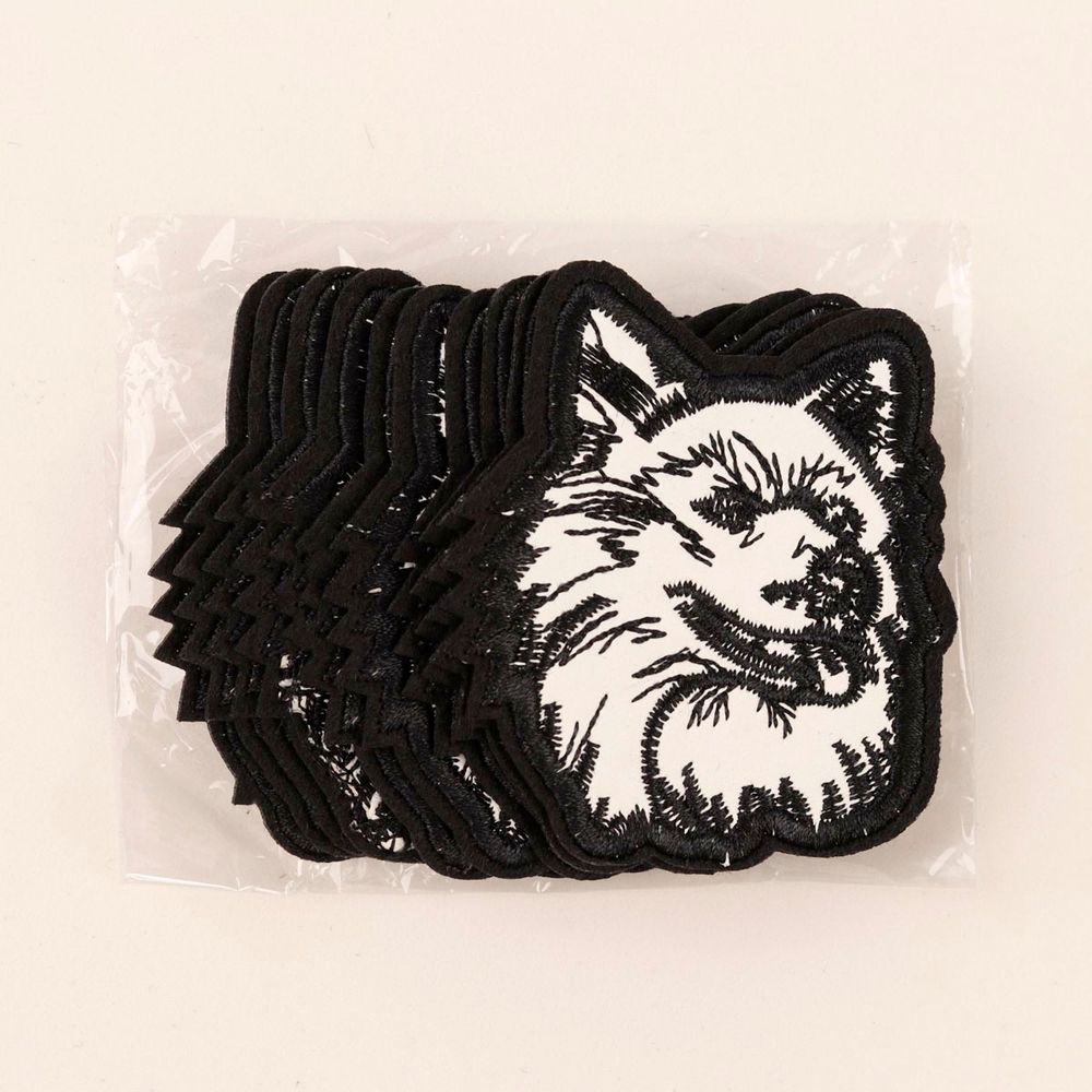 Термоаппликация волк 7х6см, черно-белый, 10 шт