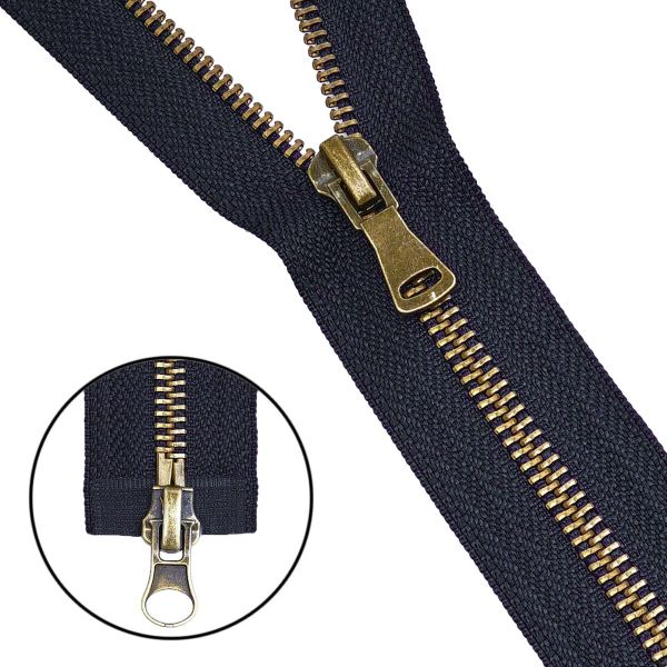 Молния металл Т5 (5 мм) 2 зам., разъем., 85 см, антик, 233 т.синий, 5 шт