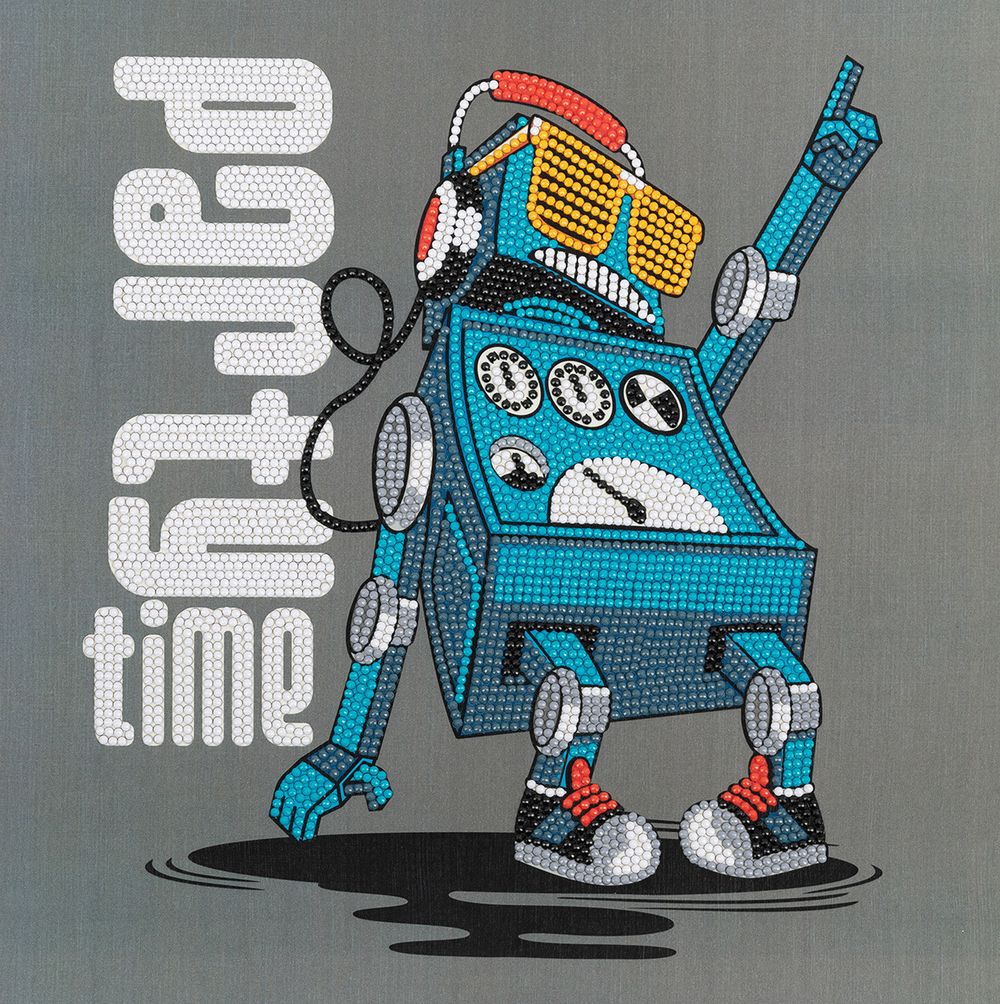 Алмазная (кристальная) мозаика Фрея, постер Танцующий робот, 30х30 см