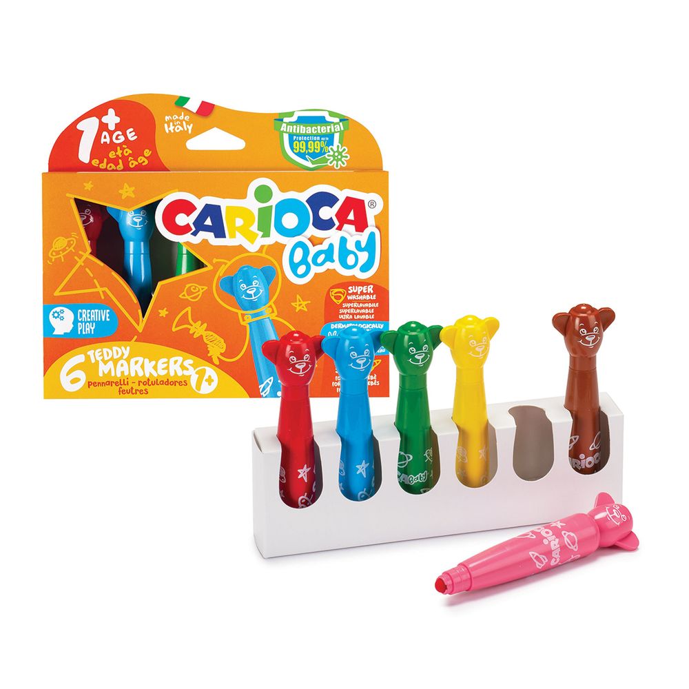 Фломастеры Teddy Marker 6 цв, 6 шт, ассорти 42815, Carioca Baby
