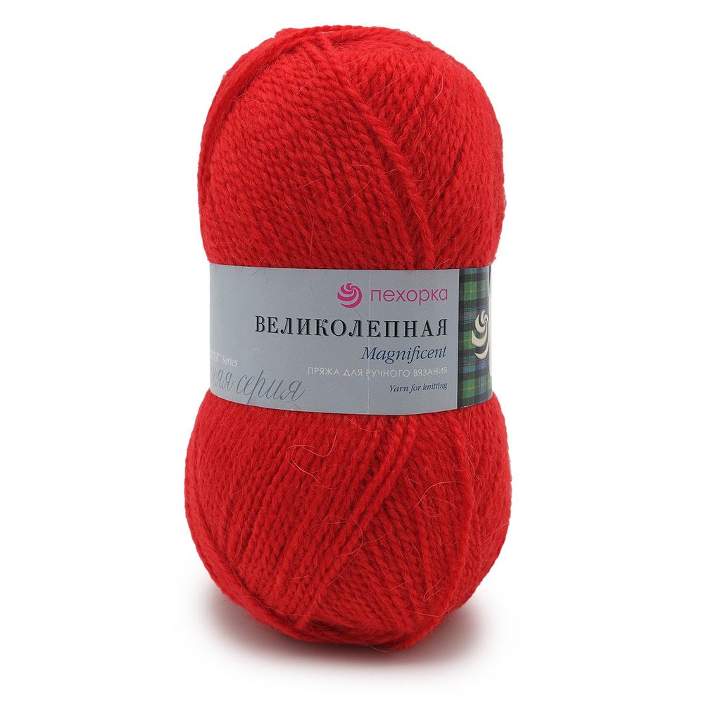 Пряжа Пехорка Великолепная / уп.10 мот. по 100 г, 300 м, 88-Красный мак