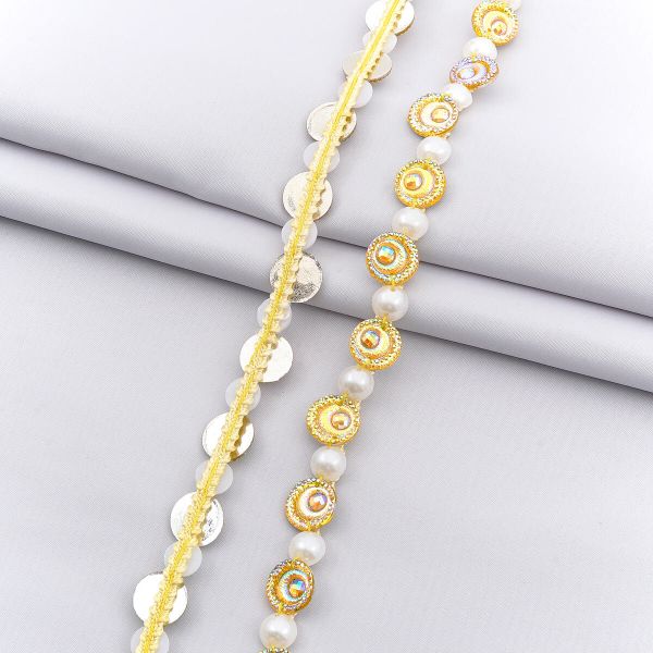 Тесьма отделочная 15 мм / 7.7 метра, YU-001 цв.золото, 26151