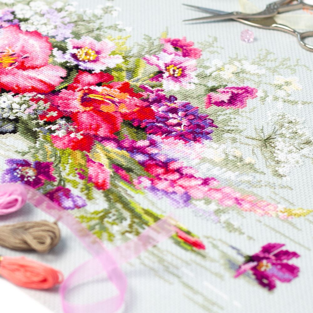 Набор для вышивания нитками Чудесная игла Premium, Яркий дуэт 45х25 см