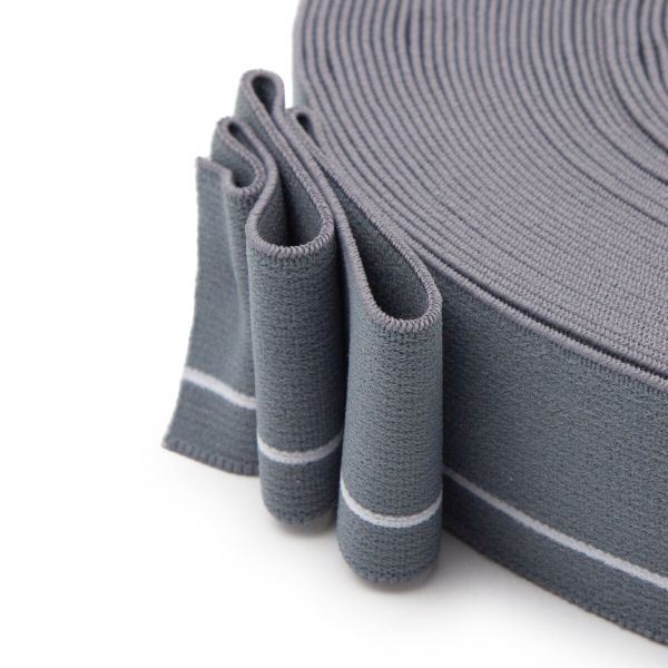 Резинка для мужских трусов и боксеров 35.0 мм / 25 метров, мягкая тканая 24 г/м, эластичность 150%, св.серый/белый полоса