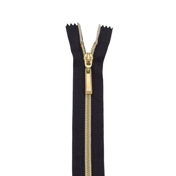 Молния спираль (витая) Т7 (7 мм) 1 зам., н/раз., 18 см, св.зол. / черн, 10 шт