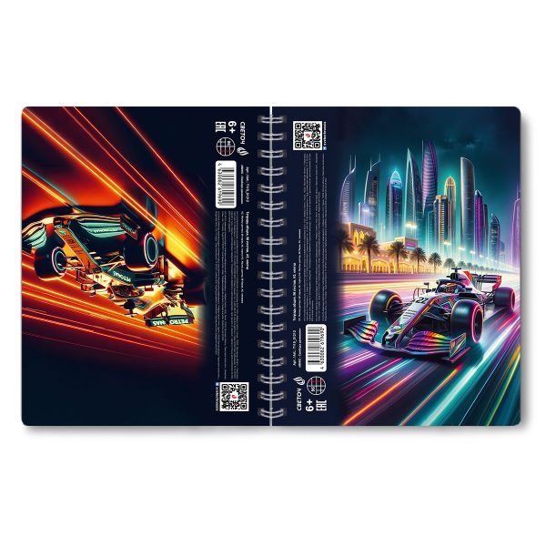 Тетрадь-перевертыш ученическая общая, A5 96 л. на гребне 65 г/м², белизна 100 %, 4 шт, клетка, 01212 МИКС - Свобода движения, Светоч Т119