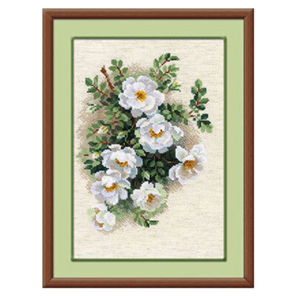Набор для вышивания нитками Риолис, Белый шиповник, 21х30 см