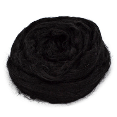 Шерсть для валяния вискоза Троицкая, 1х50 г (19-20 мкр), 02 черный