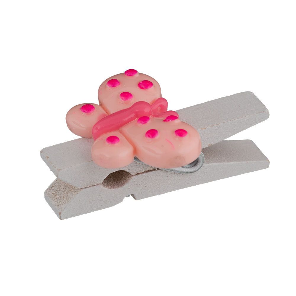 Прищепки декоративные 5х6 шт, 3.5 см, B66 Розовые бабочки, Blumentag WCRH-35