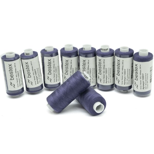Нитки швейные бытовые Bestex 40/2, 365 м (400 ярд) / 10 кат., 300 темно-фиолетовый
