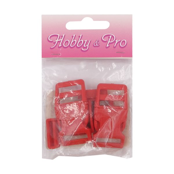 Фастекс (пряжка трезубец), рамка и рамка-регулятор 20мм, пластик, (2 компл.) Hobby&Pro, красный, A03001037-K-20