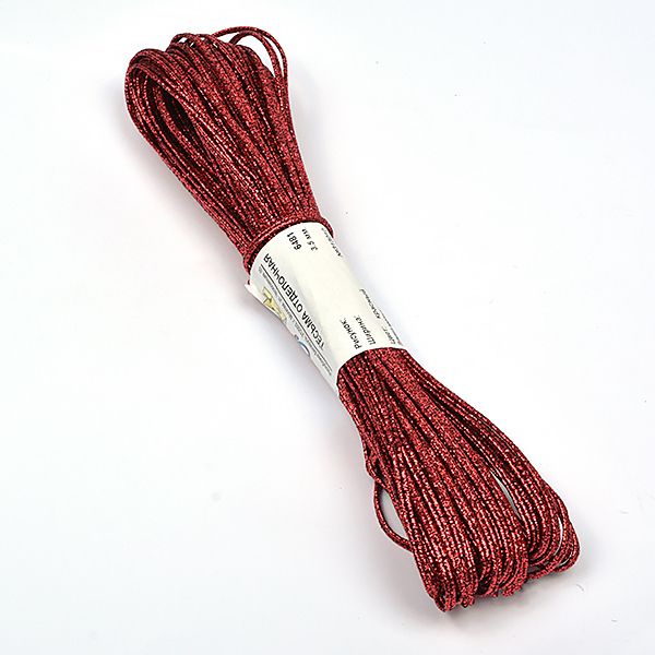 Шнур металлизированный сутаж ⌀3.5 мм / 20 метров, красный