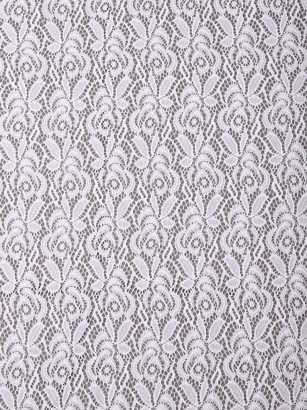 Ткань кружевная гипюр стрейч 160 г/м², ш.150см, арт.SZ031636 цв.белый, уп.25м