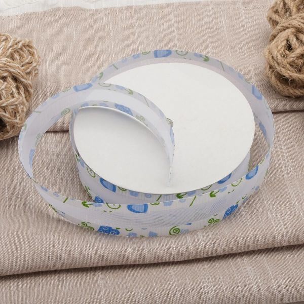 Тесьма отделочная Завитки, 25 мм, 25 м, 04 белый/синий