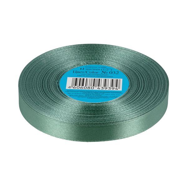 Лента атласная 1-сторонняя 12.0 мм / 33±2 метра, 032 хаки, Gamma