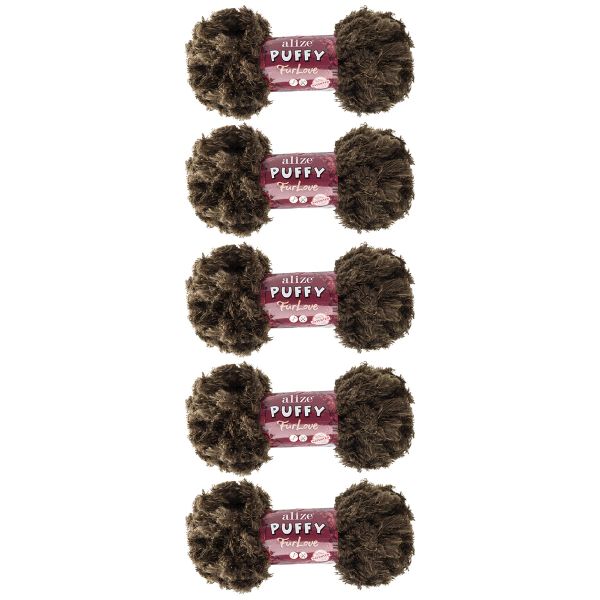 Пряжа Alize (Ализе) Puffy серия Нежный мех (Furlove) / уп.5 мот. по 100г, 6.3м, 29 хаки
