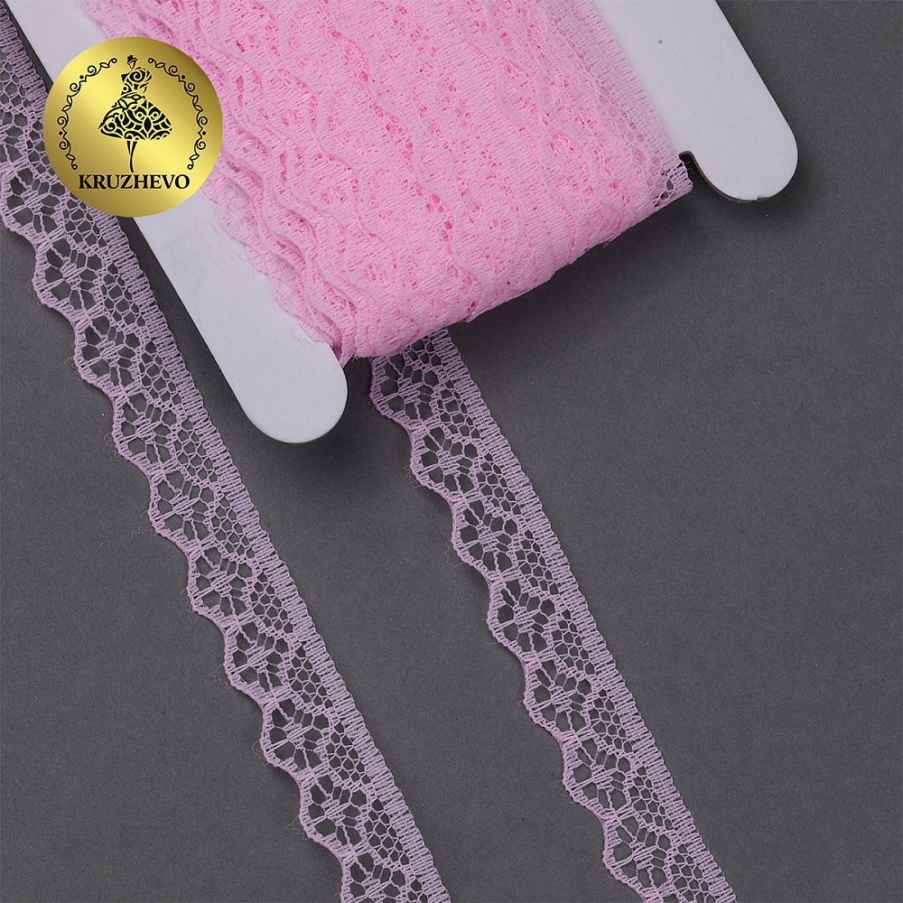 Кружево отделочное в стиле "трикотаж" 12 мм диз. 276, цв.09 св.розовый, уп. 27,4 м