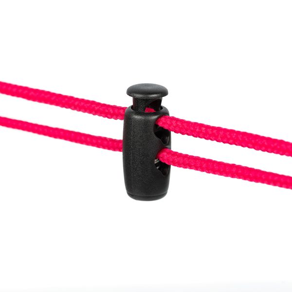 Фиксатор (зажим) для шнура пластик 2 отв., ⌀3.5 мм, 24 шт, №01 черный, Micron A 8855