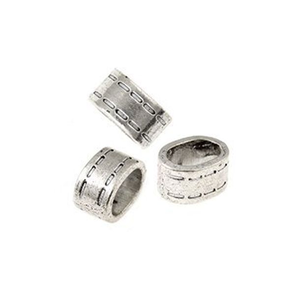 Бусины металл 8х15 мм, цв. античное серебро, 2 шт, Tesoro