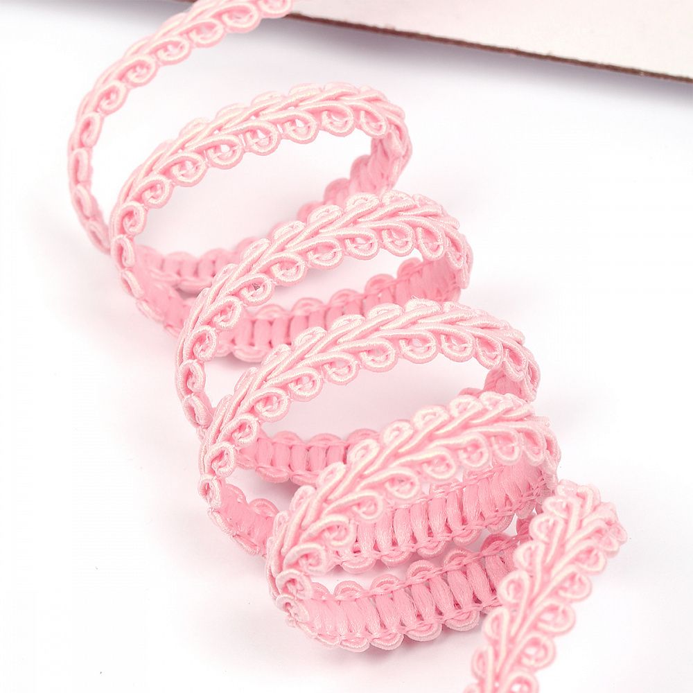 Тесьма Шанель плетеная 8 мм, 0384-0017 цв.43 розовый уп.9м