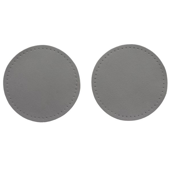 Заплатки пришивные из кожи, круг ⌀8см с перфорацией, 2 шт, 100% кожа, 07 серый, 9121
