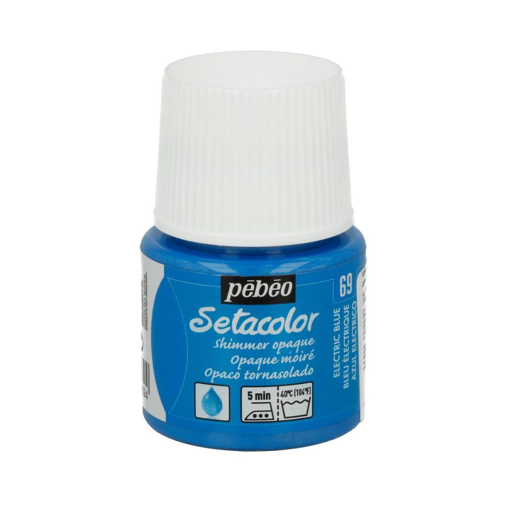 Краска для темных и светлых тканей мерцающая Setacolor 45 мл 295-069 электрический синий, Pebeo