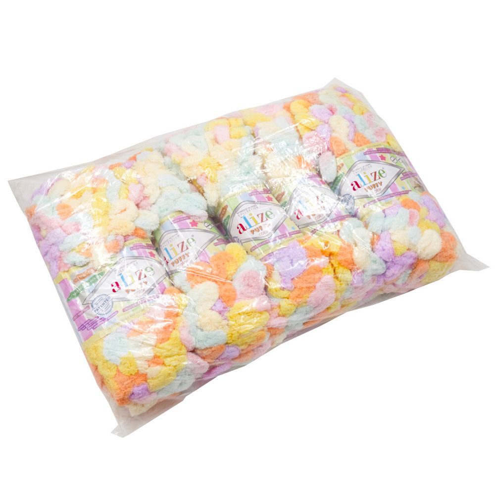 Пряжа Alize (Ализе) Puffy Color / уп.5 мот. по 100 г, 9м, 6520 секционный