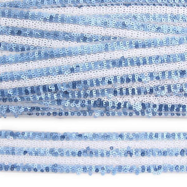 Тесьма с пайетками лампасная 3,5см / 14,63м (голубой), 3AR070