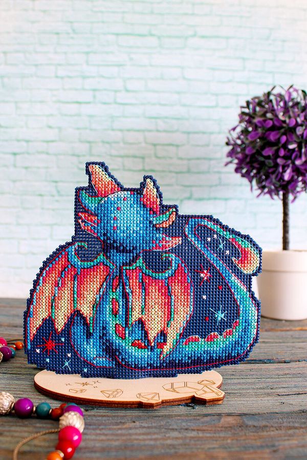 Набор для вышивания нитками МП Студия (Жар-птица), Сумеречный дракон, 12х14 см