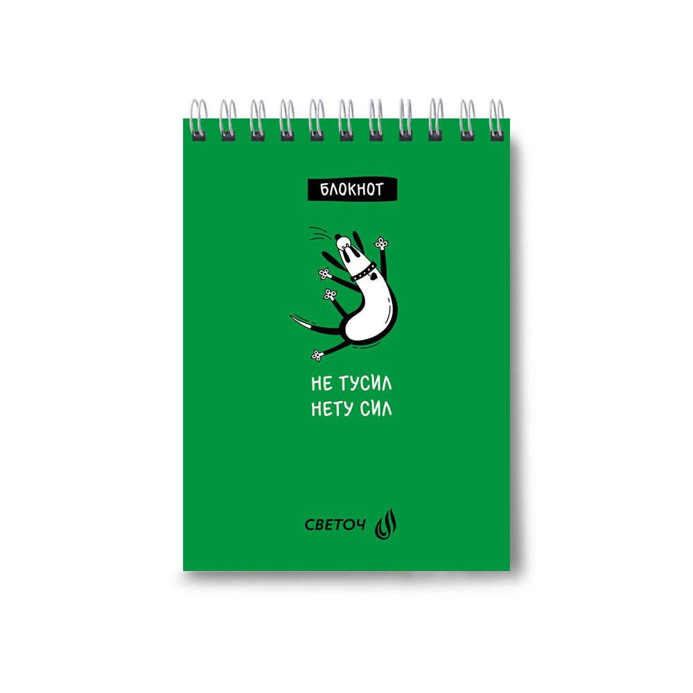 Блокнот на гребне, выборочный лак, A6 60 л., 4 шт, клетка, Игра слов 01218, Светоч Б123